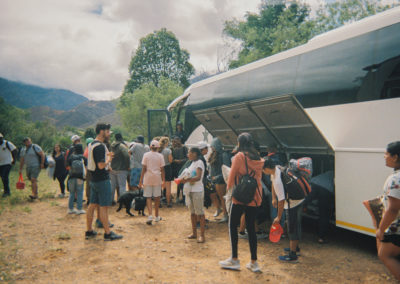 The learners arrive for their school camp