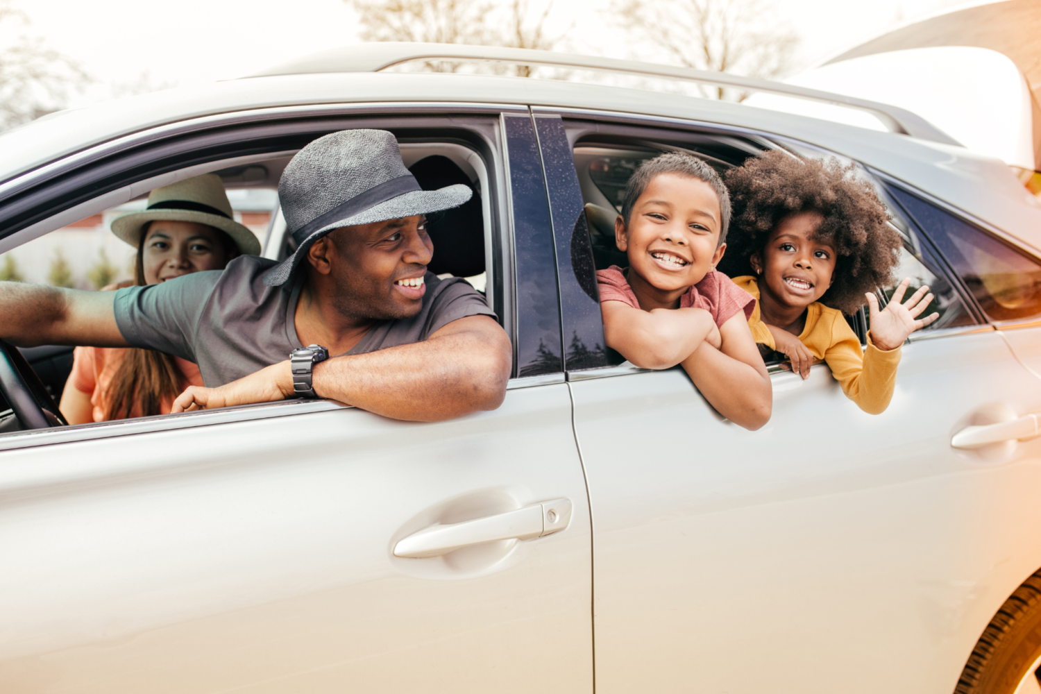 family in a car