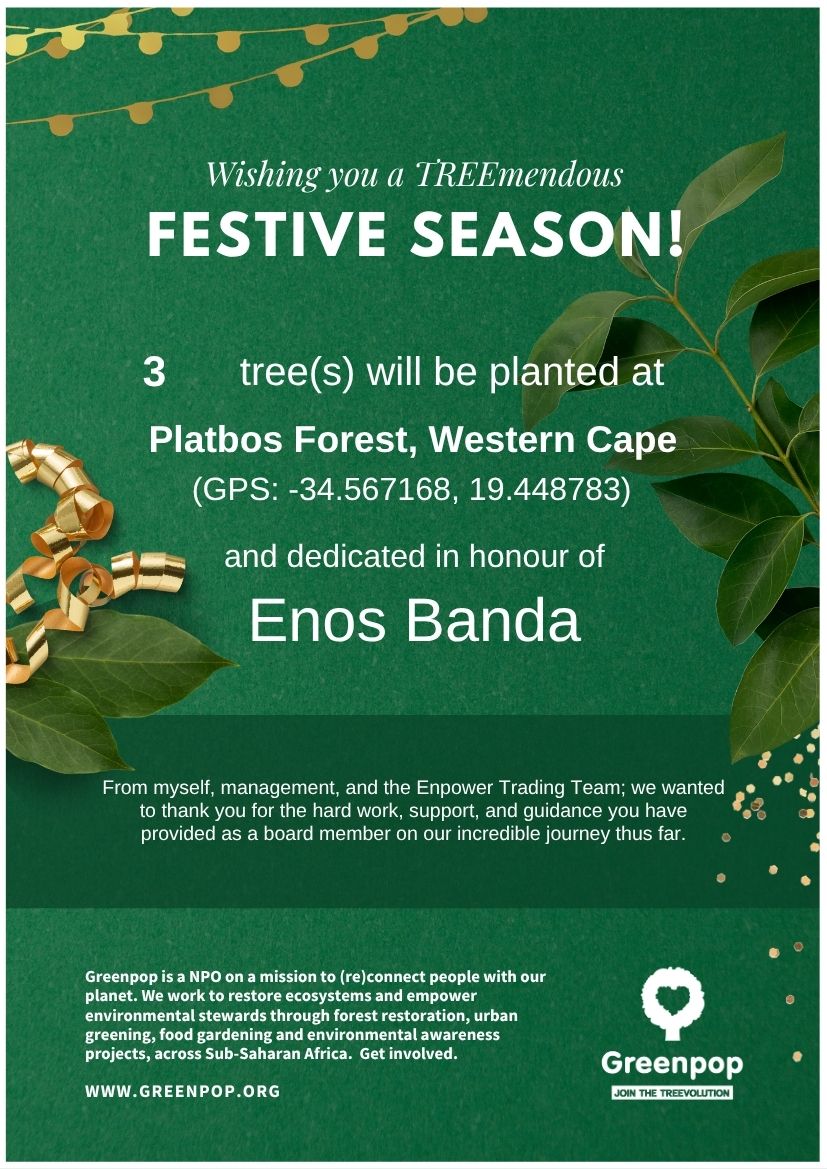 5 Greenpop tree certificates